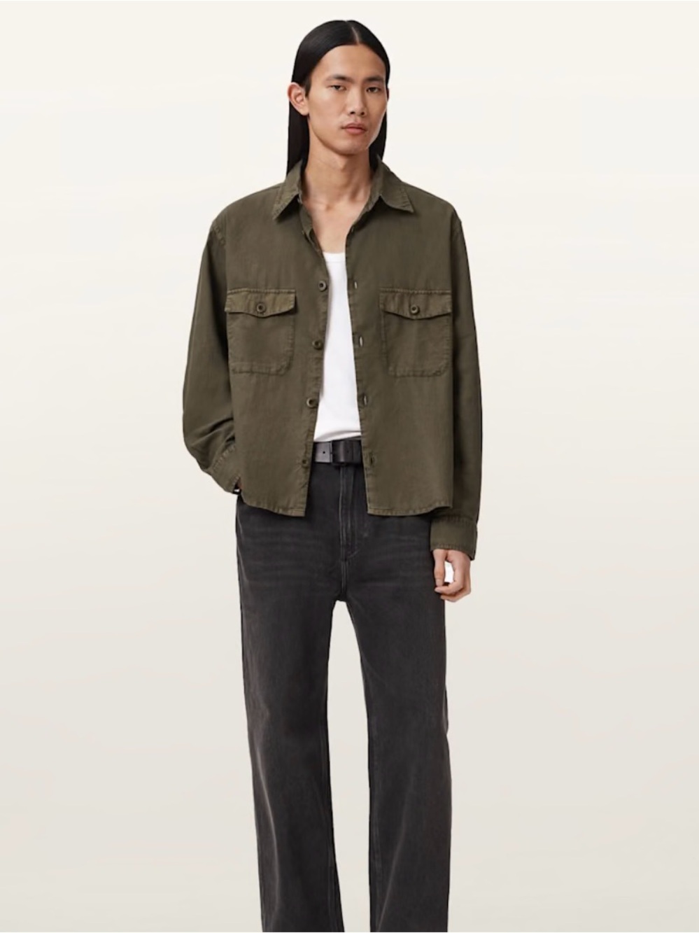 Men’s AllSaints Strand Relaxed Fit Shirt. Mangrove Green. Size Large. NWT